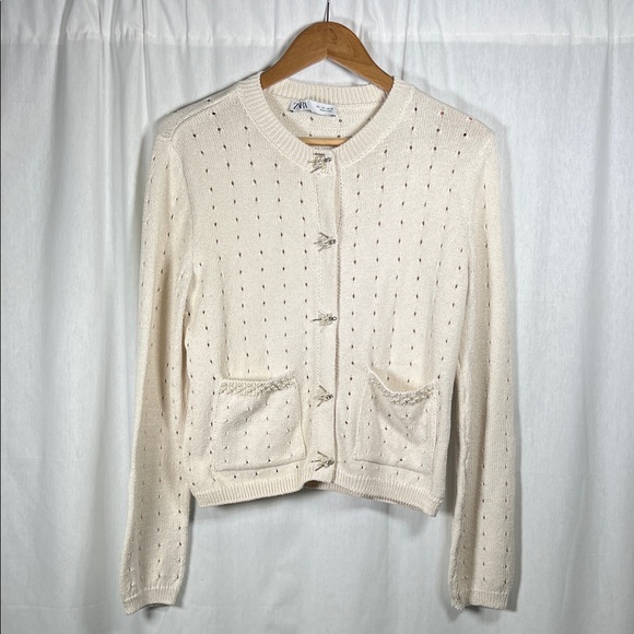 Zara Sweaters - Zara Cream Cardigan with Button Accents